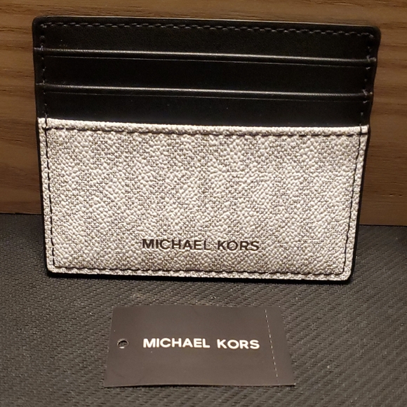 Michael Kors Textured Black and Gray Card Holder - Picture 1 of 1